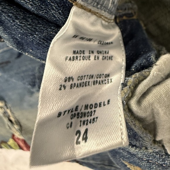 Y2K GUESS Jeans Women's Embroidered Floral Distressed Bootcut Pants‎ Size 24 - Picture 7 of 8